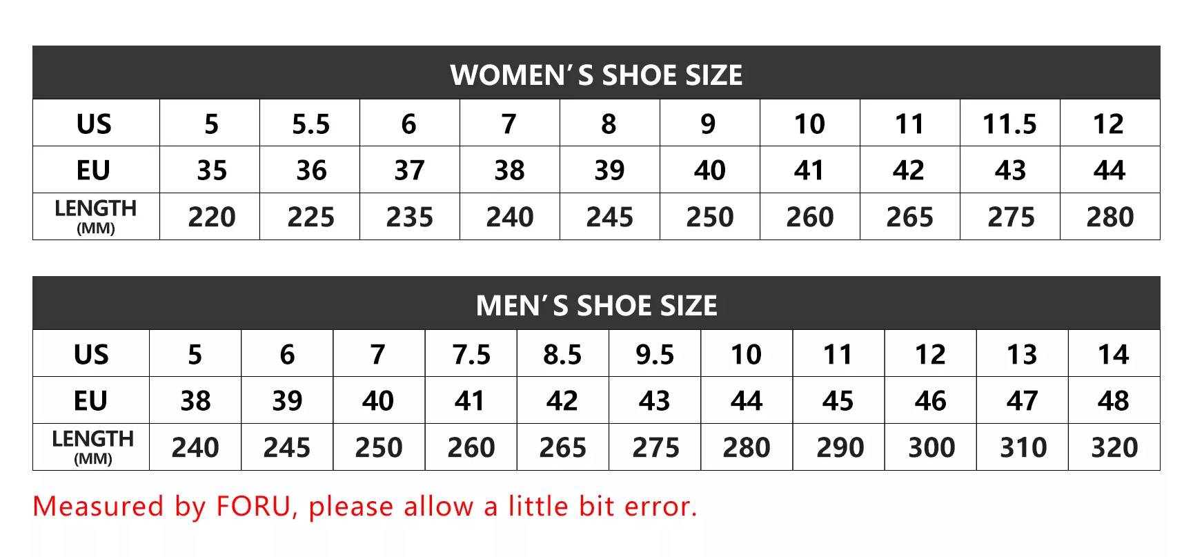 Boot Size Chart