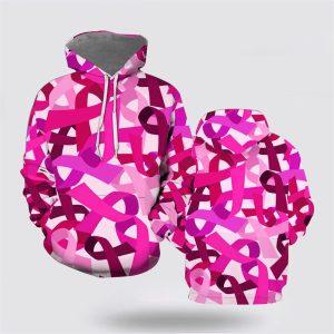 Breast Cancer Hoodie, Breast Cancer Awareness Pink Ribbon All Over Print Hoodie, Breast Cancer Awareness Shirts