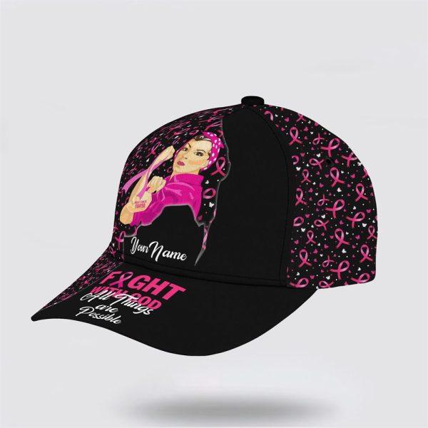 Breast Cancer Baseball Cap, Custom Baseball Cap, All Things Are Possible All Over Print Cap, Breast Cancer Caps
