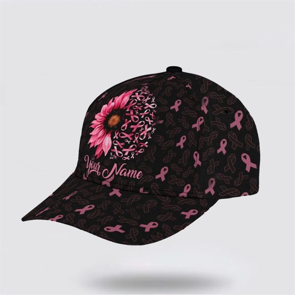 Breast Cancer Baseball Cap, Custom Baseball Cap, Black Art All Over Print Cap, Breast Cancer Caps