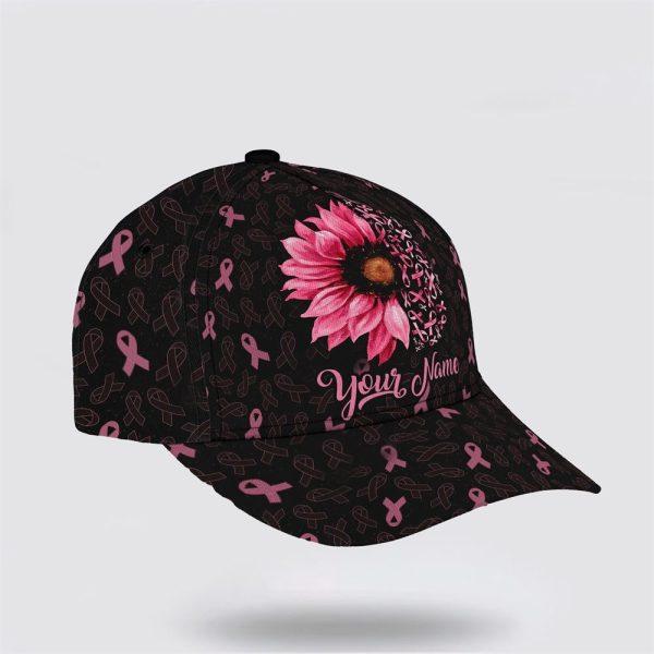 Breast Cancer Baseball Cap, Custom Baseball Cap, Black Art All Over Print Cap, Breast Cancer Caps
