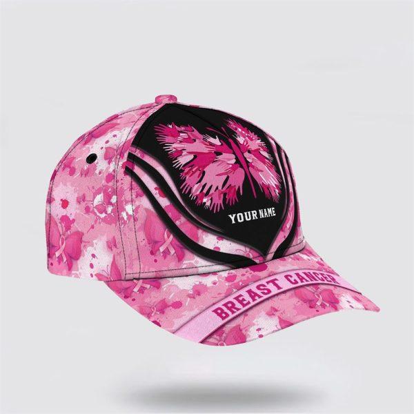 Breast Cancer Baseball Cap, Custom Baseball Cap, Butterfly Art All Over Print Cap, Breast Cancer Caps
