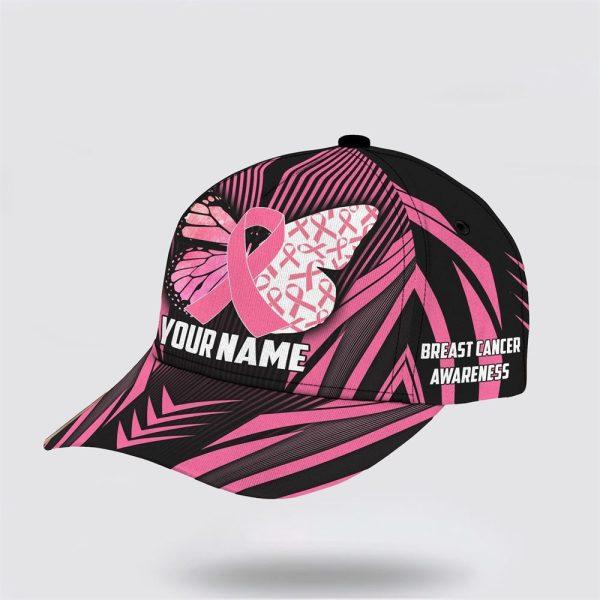 Breast Cancer Baseball Cap, Custom Baseball Cap, Butterfly Printed All Over Print Cap, Breast Cancer Caps