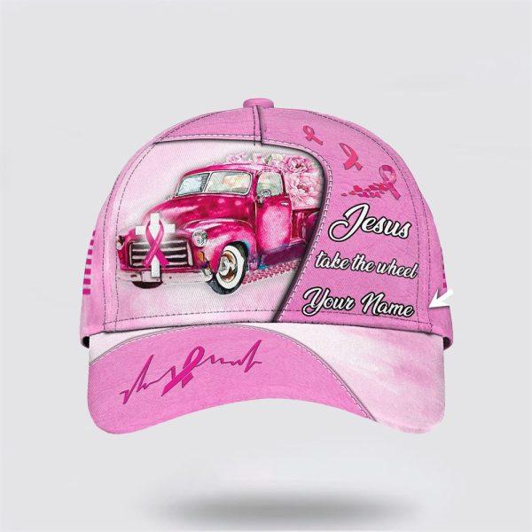 Breast Cancer Baseball Cap, Custom Baseball Cap, Jesus Take the Wheel All Over Print Cap, Breast Cancer Caps