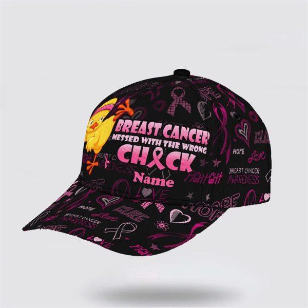 Breast Cancer Baseball Cap, Custom Baseball Cap, Messed With The Wrong All Over Print Cap, Breast Cancer Caps
