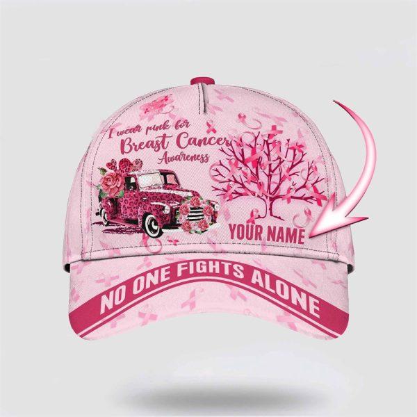 Breast Cancer Baseball Cap, Custom Baseball Cap, No One Fights Alone Car Art All Over Print Cap, Breast Cancer Caps