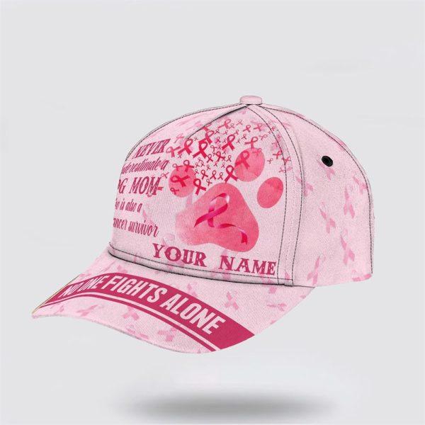 Breast Cancer Baseball Cap, Custom Baseball Cap, No One Figths Alone All Over Print Cap, Breast Cancer Caps