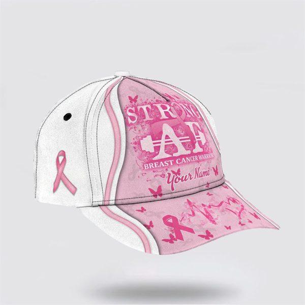 Breast Cancer Baseball Cap, Custom Baseball Cap, Strong AF All Over Print Cap, Breast Cancer Caps