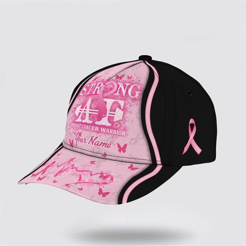 Breast Cancer Baseball Cap, Custom Baseball Cap, Strong AF Butterfly Printed All Over Print Cap, Breast Cancer Caps