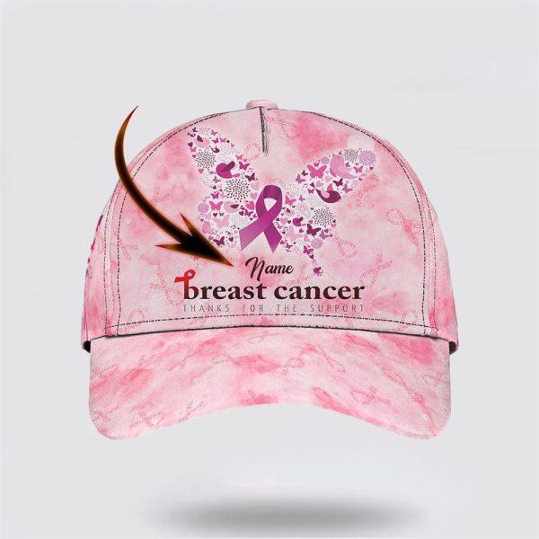 Breast Cancer Baseball Cap, Custom Baseball Cap, Thanks For The Support All Over Print Cap, Breast Cancer Caps