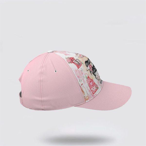 Breast Cancer Baseball Cap, Pinky Baking Life Bun Hair Mom All Over Print Cap, Breast Cancer Caps