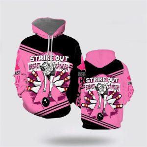 Breast Cancer Hoodie, Breast Cancer Bowling All Over Print Hoodie, Breast Cancer Awareness Shirts