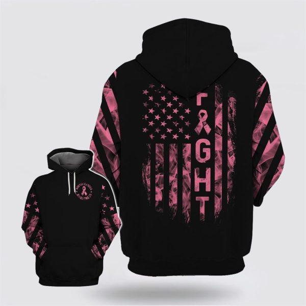 Breast Cancer Hoodie, Breast Cancer Awareness Fight American Flag Pink Black Hoodie, Breast Cancer Awareness Shirts