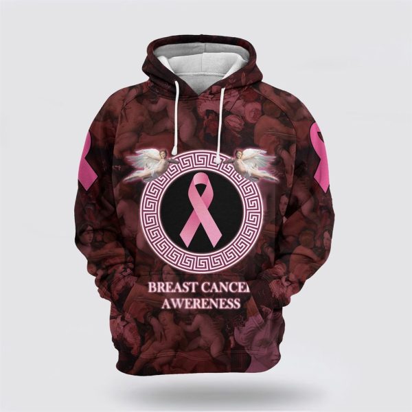 Breast Cancer Hoodie, Breast Cancer Awareness Ribbons Angels Pink 3d Hoodie, Breast Cancer Awareness Shirts