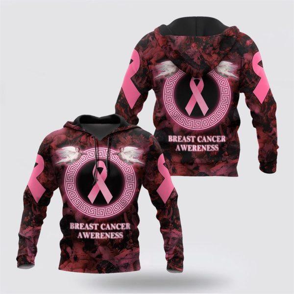 Breast Cancer Hoodie, Breast Cancer Awareness Ribbons Angels Pink 3d Hoodie, Breast Cancer Awareness Shirts