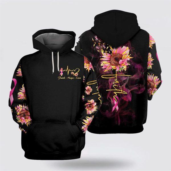 Breast Cancer Hoodie, Breast Cancer Faith Love Hope Golden Petals Sunflower Black, Breast Cancer Awareness Shirts