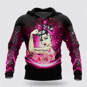 Breast Cancer Hoodie, Breast Cancer Woman Rose…