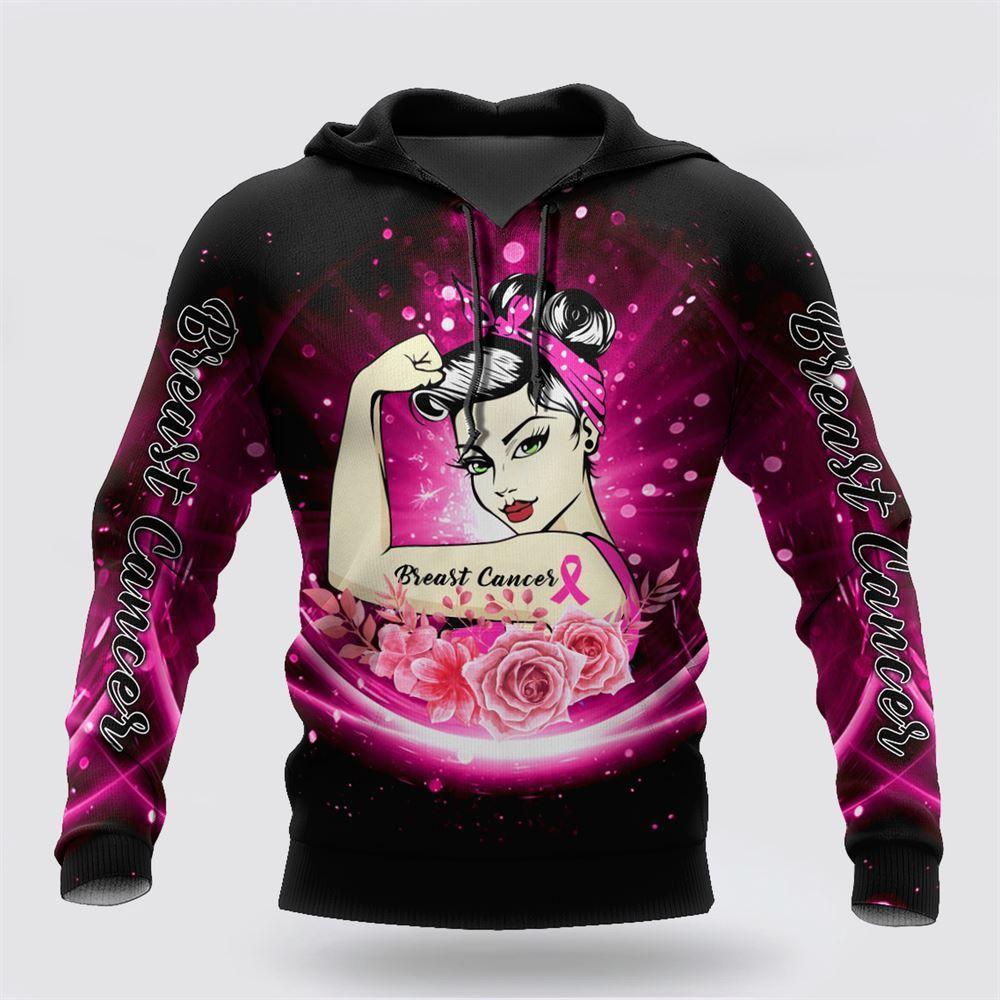 Breast Cancer Hoodie, Breast Cancer Woman Rose Flowers Black Pink Hoodie Breast Cancer Hoodie, Breast Cancer Awareness Shirts