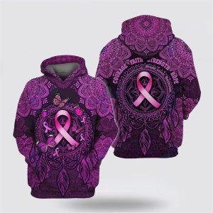 Breast Cancer Hoodie, Courage Faith Strength Hope…