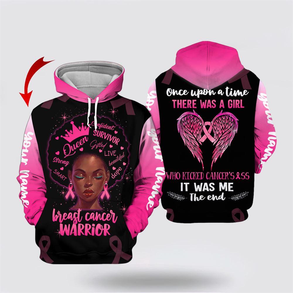 Breast Cancer Hoodie, Personalized Name Breast Cancer Warrior All Over Print Hoodie
