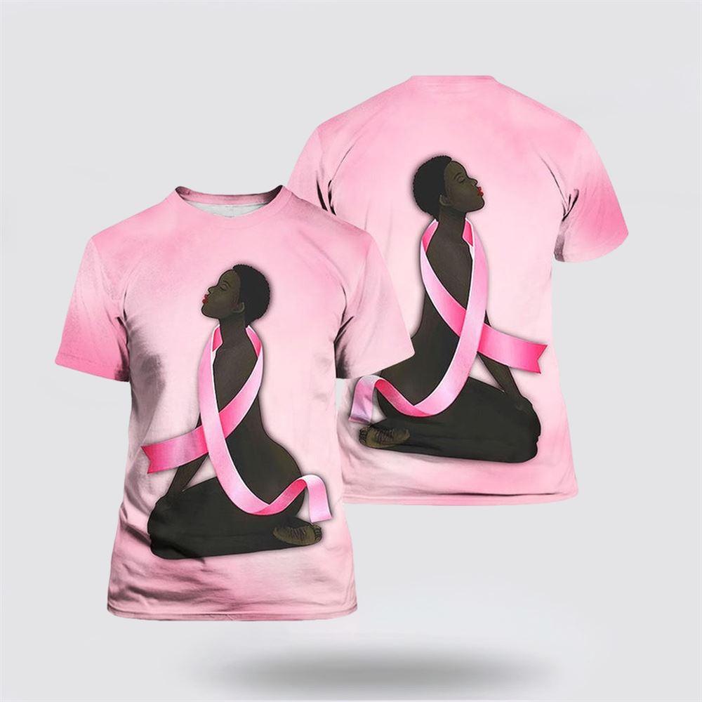 Breast Cancer T Shirts 2023, African America Fighter Breast Cancer Premium All Over Print T Shirt, Breast Cancer Awareness Shirts