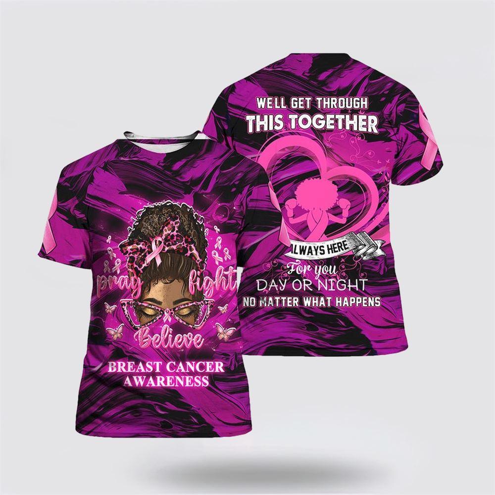Breast Cancer T Shirts 2023, Breast Cancer Awareness Husband Love All Over Print T Shirt, Breast Cancer Awareness Shirts