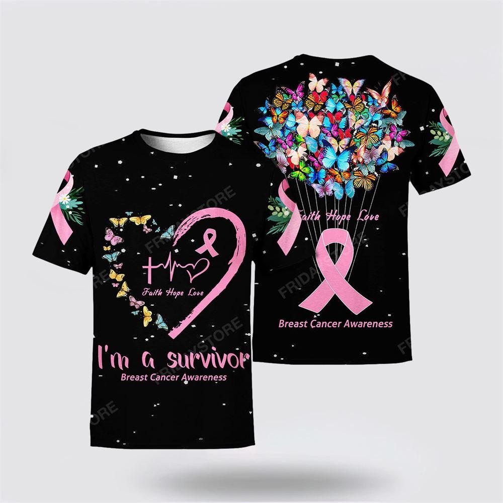 Breast Cancer T Shirts 2023, Breast Cancer Survivor Shirts I Am A Survivor Butterfly Heart Black All Over Print T Shirt Breast Cancer T Shirts 2023, Breast Cancer Survivor Shirts I Am A Survivor Butterfly Heart Black All Over Print T Shirt