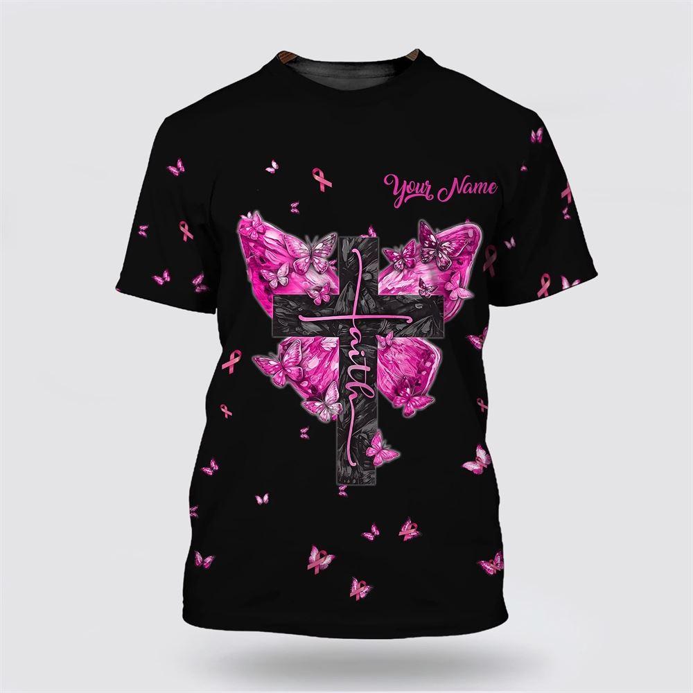 Breast Cancer T Shirts 2023, A Breast Cancer Warrior Born In August Personalized Name 3D Shirt, Breast Cancer Awareness Shirts