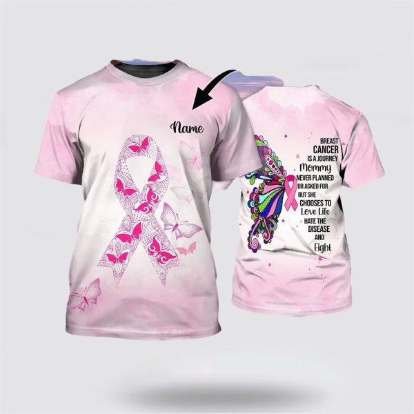 Breast Cancer T Shirts 2023, Custom Name Breast Cancer Awareness All Over Print T Shirt, Breast Cancer Awareness Shirts