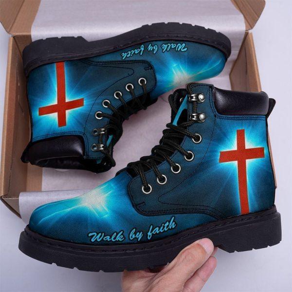 Christian Boots, Jesus Shoes, God Walk By Faith Print Boots, Jesus Boots