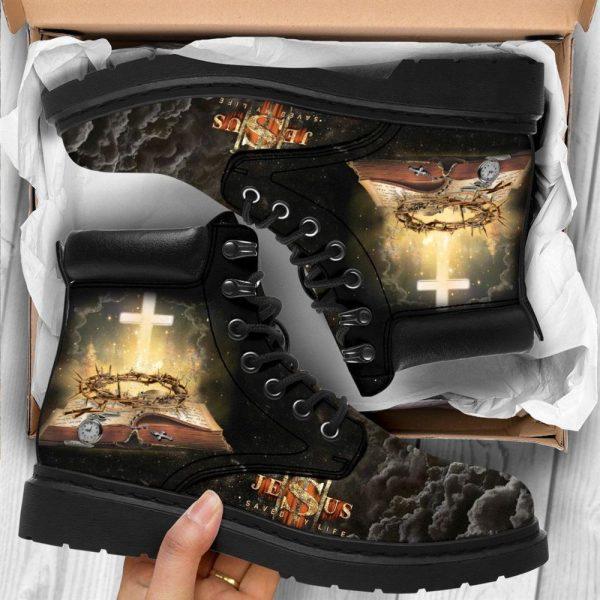 Christian Boots, Jesus Shoes, Jesus Saved My Life Print Boots, Jesus Boots