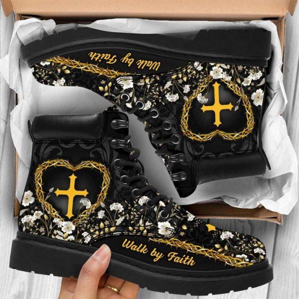 Christian Boots, Jesus Shoes, Jesus Walk By Faith Printed Boots, Jesus Christ Shoes, Jesus Boots