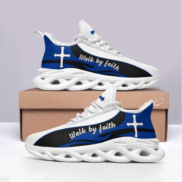 Christian Soul Shoes, Max Soul Shoes, Blue Jesus Walk By Faith Running Christ Sneakers Max Soul Shoes, Jesus Shoes, Jesus Christ Shoes
