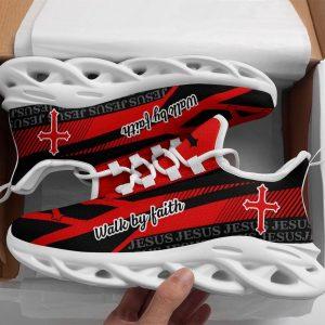 Christian Soul Shoes, Max Soul Shoes, Jesus – Walk By Faith Running Sneakers Red Max Soul Shoes, Jesus Shoes, Jesus Christ Shoes