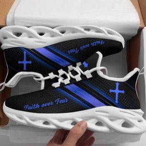 Christian Soul Shoes, Max Soul Shoes, Jesus Black Blue Faith Over Fear Running Sneakers Max Soul Shoes, Jesus Shoes, Jesus Christ Shoes