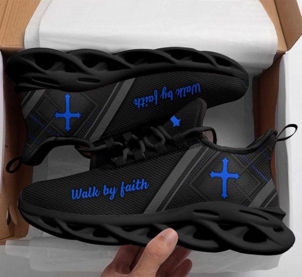 Christian Soul Shoes, Max Soul Shoes, Jesus Black Blue Walk By Faith Christ Sneakers Max Soul Shoes, Jesus Shoes, Jesus Christ Shoes