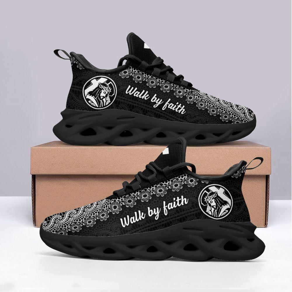 Christian Soul Shoes, Max Soul Shoes, Jesus Black Walk By Faith Christ Sneakers Max Soul Shoes, Jesus Shoes, Jesus Christ Shoes