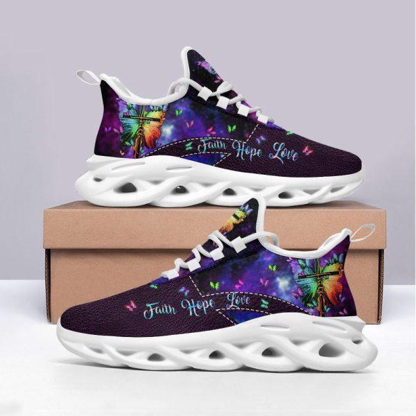 Christian Soul Shoes, Max Soul Shoes, Jesus Faith Hope Love Running Sneakers Purple Max Soul Shoes, Jesus Shoes, Jesus Christ Shoes