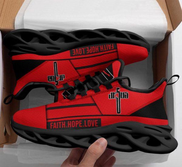 Christian Soul Shoes, Max Soul Shoes, Jesus Faith Hope Love Running Sneakers Red Max Soul Shoes, Jesus Shoes, Jesus Christ Shoes