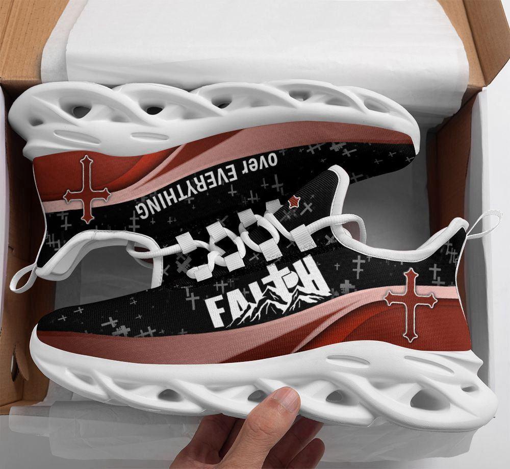 Christian Soul Shoes, Max Soul Shoes, Jesus Faith Over Everything Running Sneakers Max Soul Shoes, Jesus Shoes, Jesus Christ Shoes