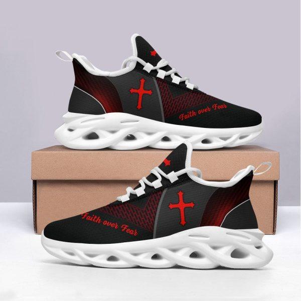 Christian Soul Shoes, Max Soul Shoes, Jesus Faith Over Fear Running Sneakers Black Max Soul Shoes, Jesus Shoes, Jesus Christ Shoes