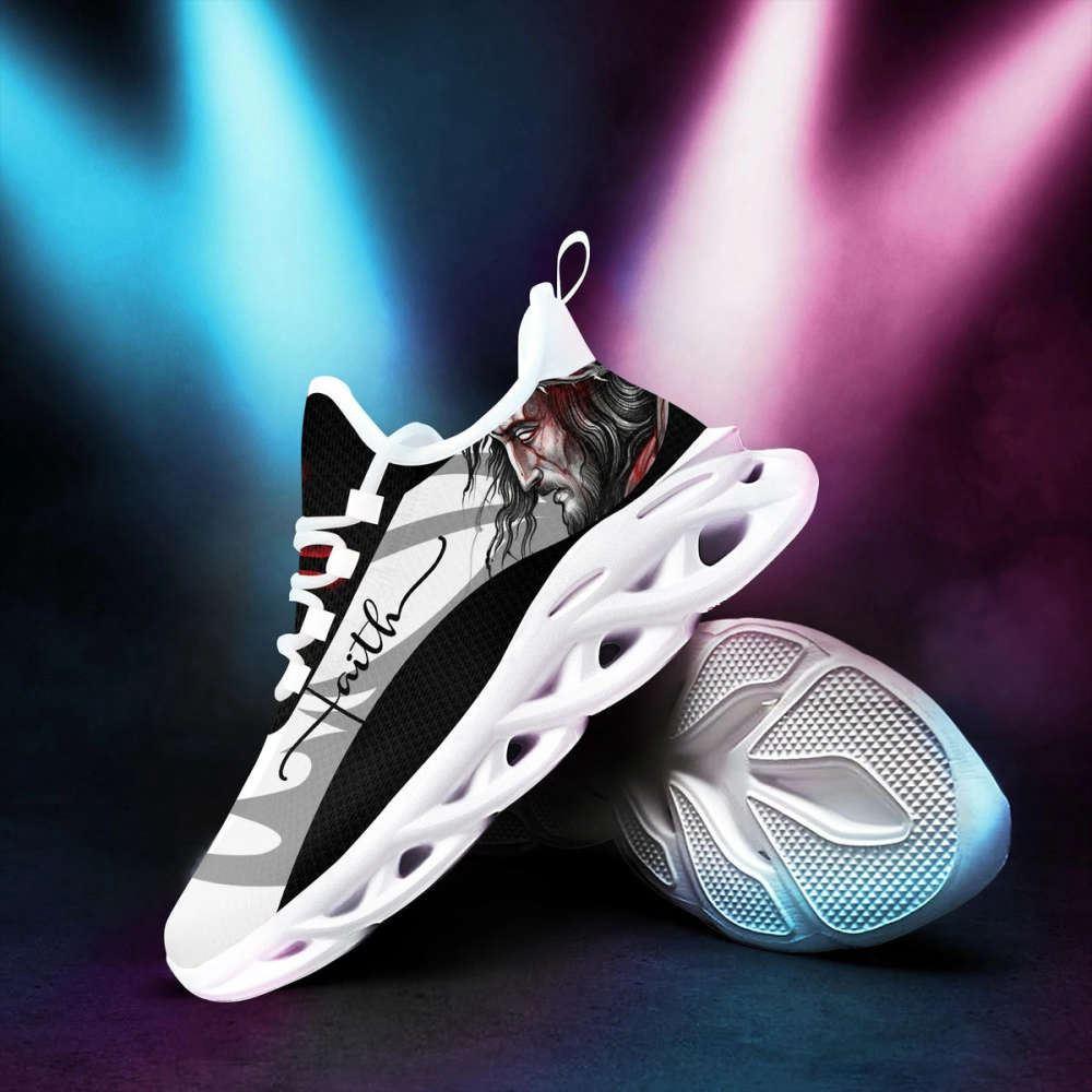Christian Soul Shoes, Max Soul Shoes, Jesus Faith Running Sneakers Black White Max Soul Shoes, Jesus Shoes, Jesus Christ Shoes