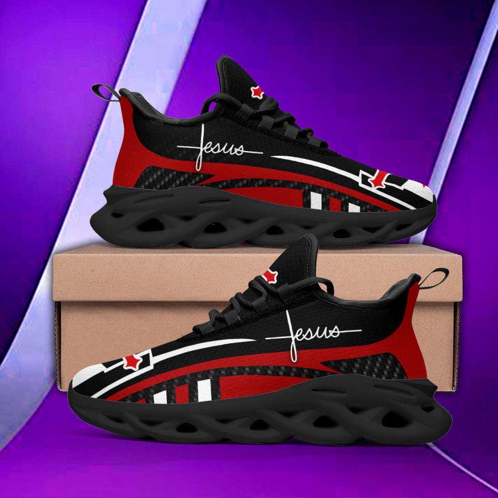 Christian Soul Shoes, Max Soul Shoes, Jesus Red Running Sneakers Max Soul Shoes, Jesus Shoes, Jesus Christ Shoes