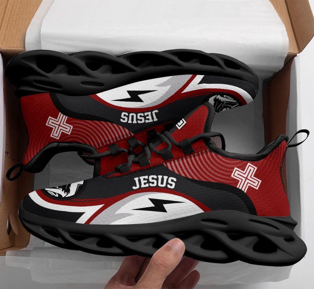 Christian Soul Shoes, Max Soul Shoes, Jesus Running Red Sneakers Max Soul Shoes, Jesus Shoes, Jesus Christ Shoes