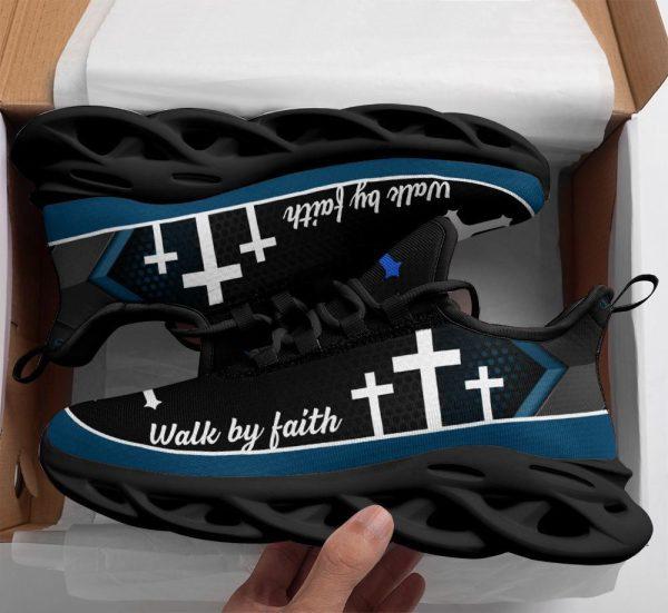 Christian Soul Shoes, Max Soul Shoes, Jesus Walk By Faith Running Sneakers Christ Blue Max Soul Shoes, Jesus Shoes, Jesus Christ Shoes