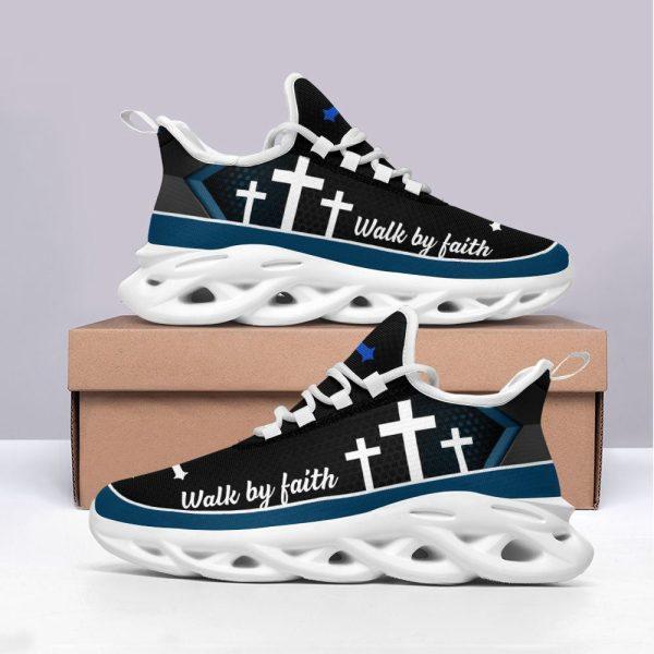 Christian Soul Shoes, Max Soul Shoes, Jesus Walk By Faith Running Sneakers Christ Blue Max Soul Shoes, Jesus Shoes, Jesus Christ Shoes