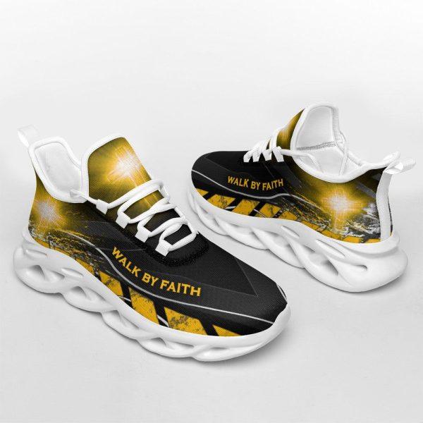 Christian Soul Shoes, Max Soul Shoes, Jesus Walk By Faith Running Sneakers Yellow Max Soul Shoes, Jesus Shoes, Jesus Christ Shoes