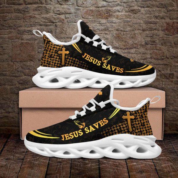 Christian Soul Shoes, Max Soul Shoes, Jesus White Black Saves Running Sneakers Max Soul Shoes, Jesus Shoes, Jesus Christ Shoes
