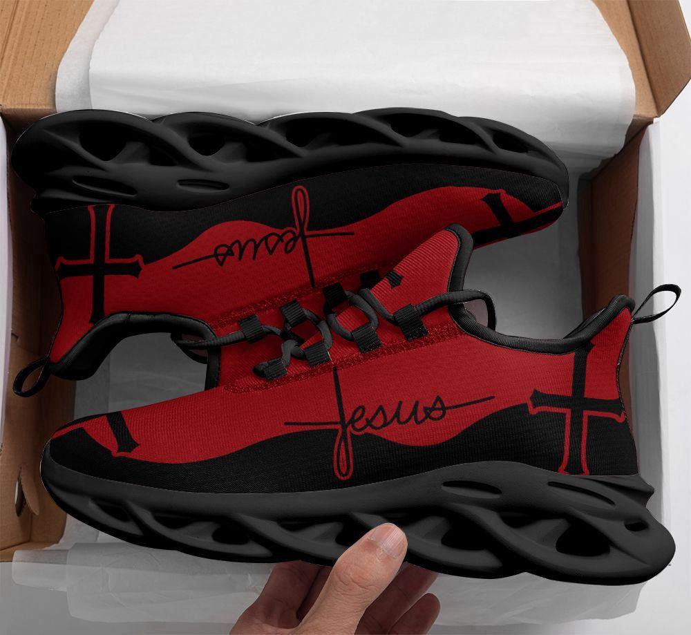 Christian Soul Shoes, Max Soul Shoes, Jesus Walk By Faith Running Sneakers  Red Black Max Soul Shoes, Jesus Shoes, Jesus Christ Shoes - Excoolent