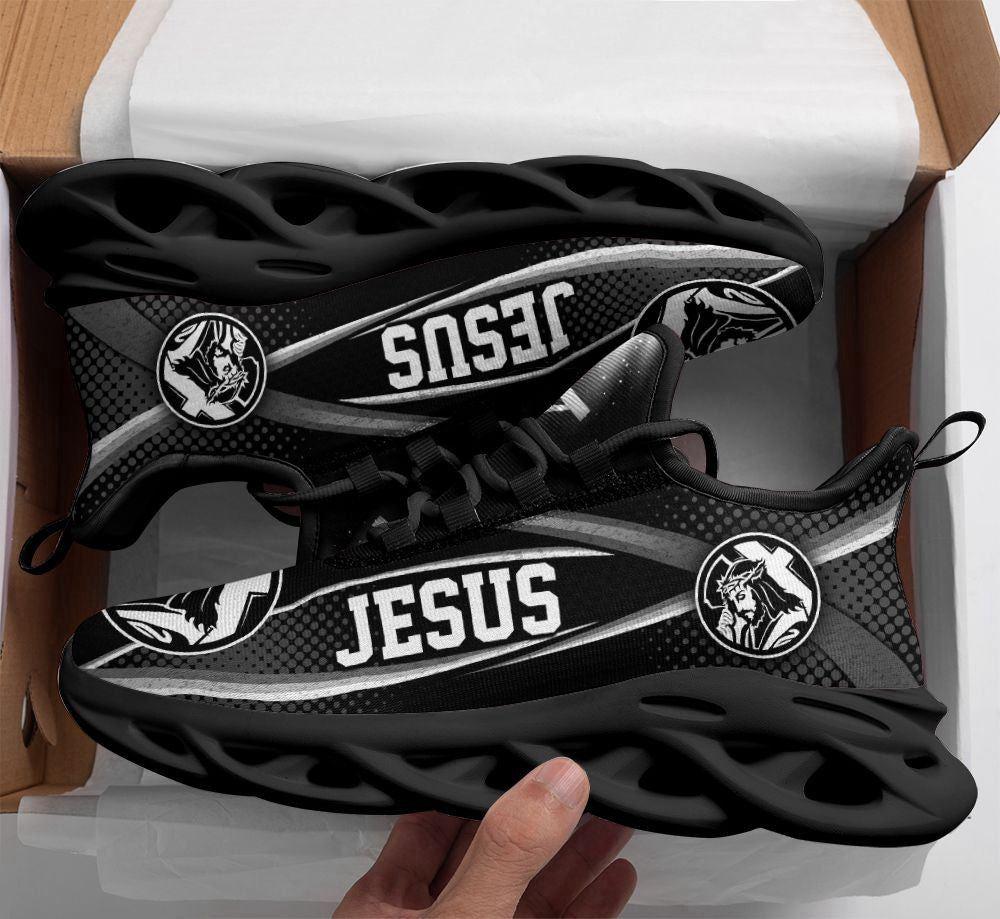 Christian Soul Shoes, Max Soul Shoes, White And Black Jesus Running Sneakers Max Soul Shoes, Jesus Shoes, Jesus Christ Shoes